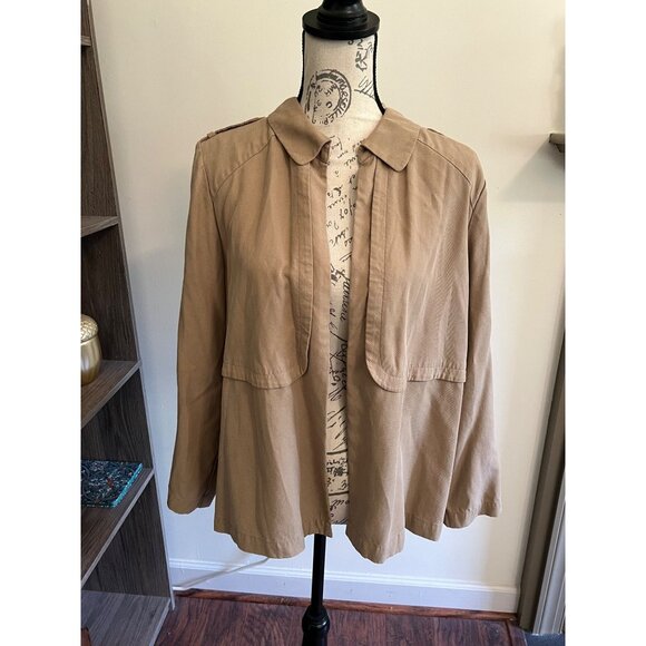 Chico's Jackets & Blazers - Chico's Jacket Blazer Open Collared Tan Brown Lyocell Neutral Business  2 Medium